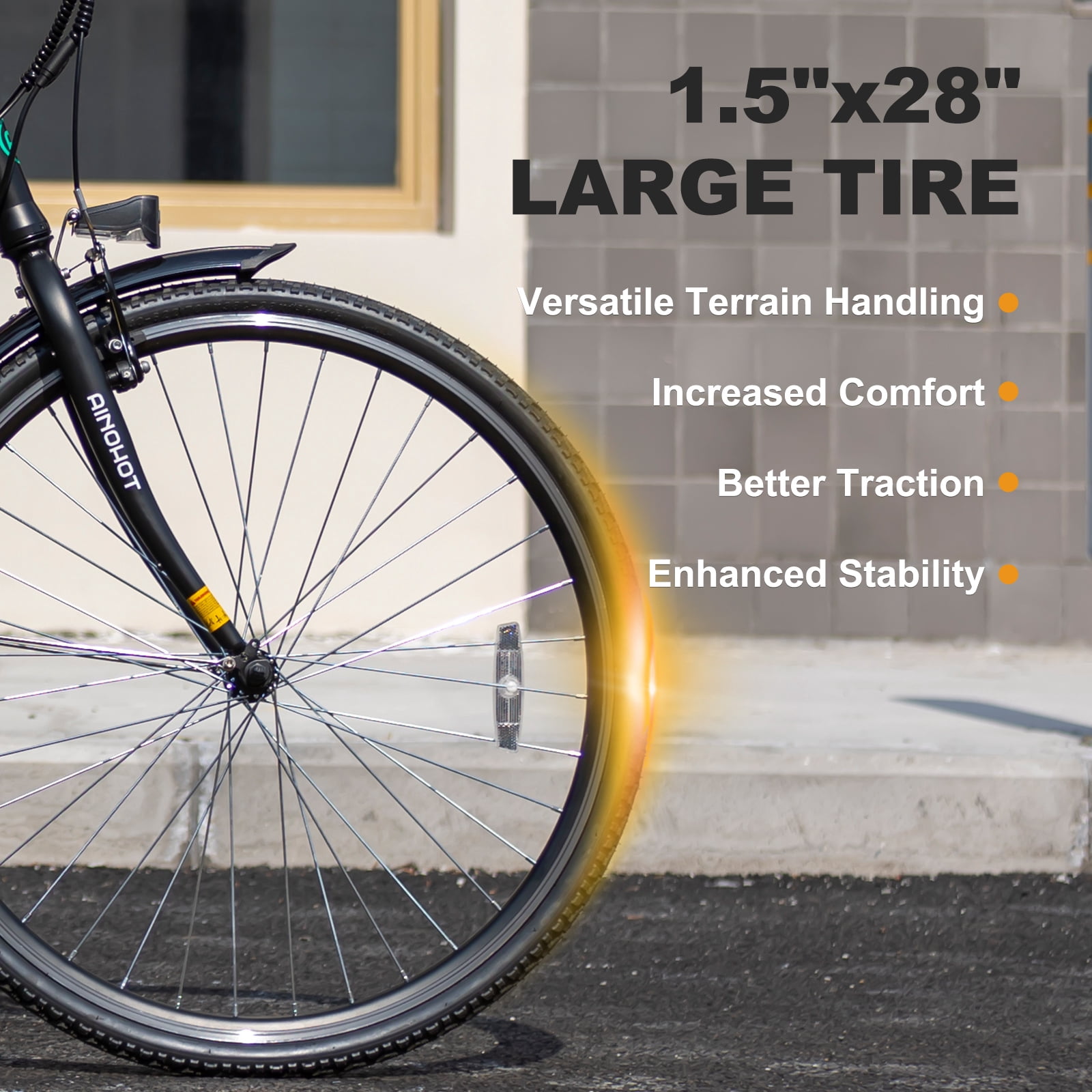 AINOHOT Urba Electric Bike for Adults, 500W Peak Ebike, 28" Step-Thru Electric Bicycle, 15MPH 56Miles E Bike for Men