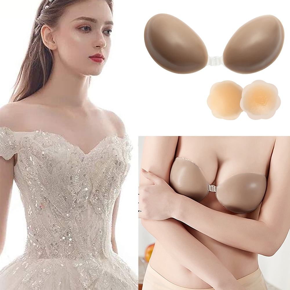 Basstop Strapless Invisible Sticky Push Up Shell-Shaped Silicone