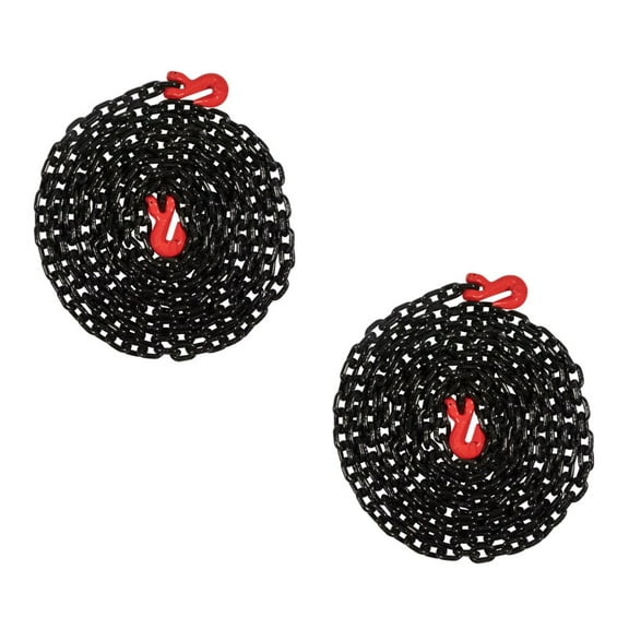 (2 Pack) 5/16"×20' G80 Black Transport Binder Chain w/Clevis Grab Hooks for Towing - 16000 lbs Breaking Strength Heavy Duty Safety Tow Chain for Lifting - Tie Down Binding Equipment