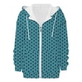 thumbnail image 5 of Women's Polka Dot Print Zip Up Drawstring Hooded Sweatshirt with Pockets, Long Sleeve Casual Comfortable Fashion Top for Autumn Winter Daily Wear, Beach Outings and All Season Sky Blue XXL, 5 of 7