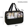 thumbnail image 2 of Bolsa de cosméticos transparente con costura grande, bolsa de cosméticos de baño de PVC, PU, impermeable, de gran capacidad, color negro, 2 of 5