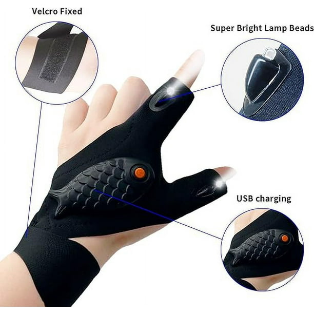 LED Flashlight Gloves, Fishing Gifts for Men Valentines Day Gifts