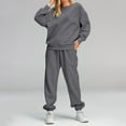thumbnail image 2 of Womens 2 Piece Outfits Sweatsuit Oversized Crewneck Solid Sweatshirts and Sweatpants Sets 2025 Fall Winter Casual Loose Tracksuits, 2 of 9