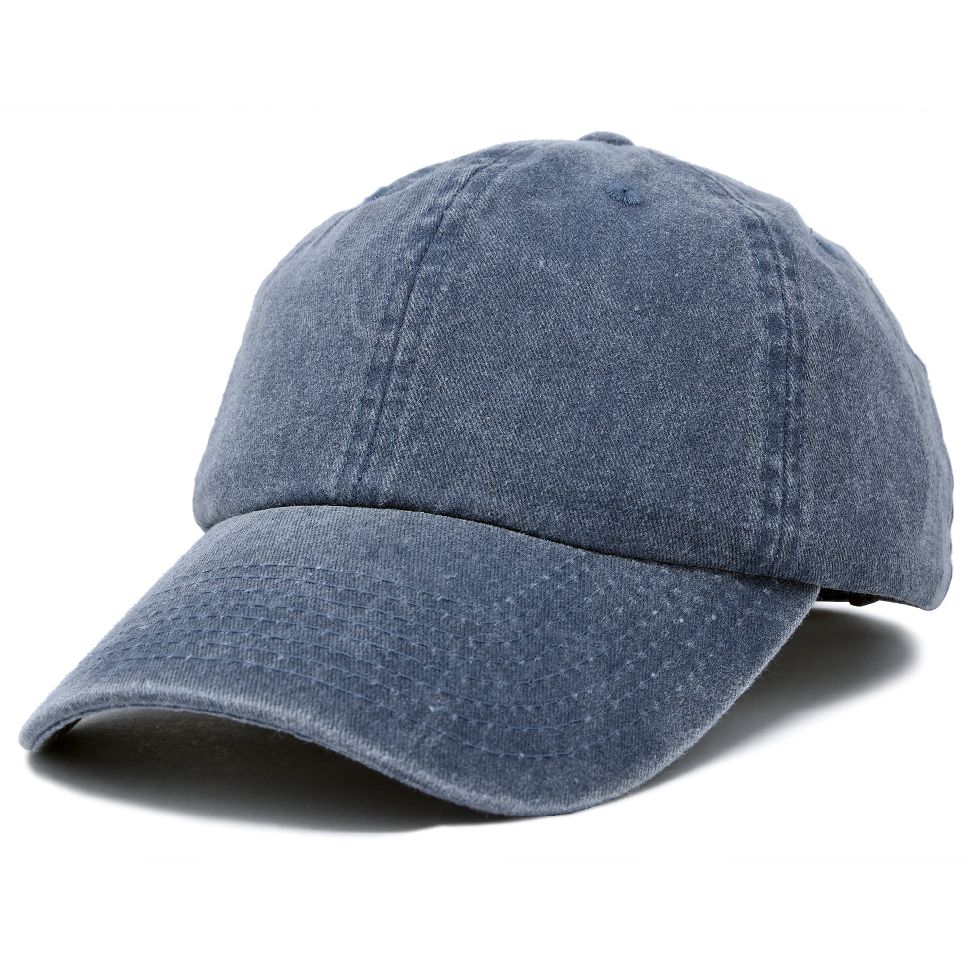 DALIX Pigment Dyed Hat Heavy Washed Cotton Baseball Cap in Navy Blue