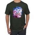 thumbnail image 1 of Wild Bobby, Cute Trippy Space Cat Riding Pizza, Animal Lover, Men Graphic Tees, Forest Green, X-Large, 1 of 3