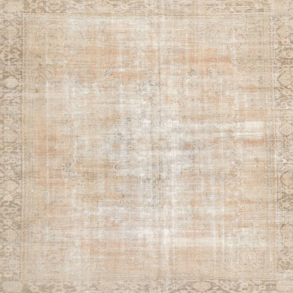 Ahgly Company Machine Washable Indoor Square Traditional Desert Sand Beige Area Rugs, 8' Square