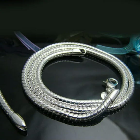 QQTDFG 925Sterling Silver 4MM Snake Bone Chain Men Women Chain Necklace 16"-24" NY191-16 inch