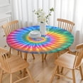 thumbnail image 3 of Rainbow Tie Dye Mandala Pattern Round Fitted Tablecloth with Elastic Edge,Dining Table Cover Waterproof,Outdoor Round Tablecloth for Camping,Dining,Indoor and Outdoor, 3 of 7