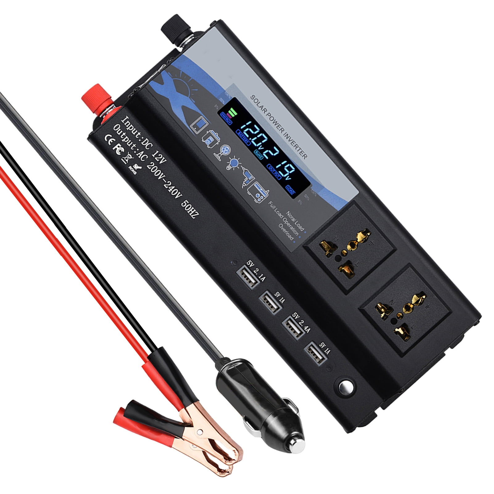 900W Power Inverter Car DC to AC Converter with LCD Display and LED