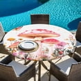thumbnail image 5 of Pink Mushroom Round Tablecloth 55-60 Inch Round Fitted Table Cloth with Elastic Edge, Spring Botanical Floral Summer Waterproof Table Cover Protector for Outdoor Picnic Party Dining, 5 of 6