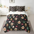 thumbnail image 2 of Homewish Teens Gingerbread Man Bedding Comforter Set 7pcs, Christmas Dessert House Queen Bedding Sets, Kawaii Cartoon Ribbon Reversible Queen Sheet Sets, Breathable Home Decor, 2 of 7