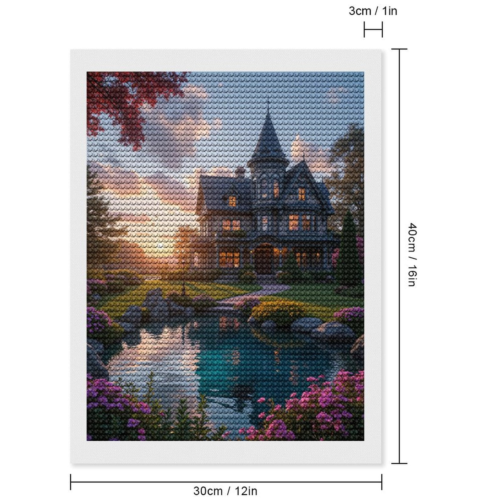 Diamond Art Kits for Adults, Victorian House Garden Sunset Scene 5D Diamond Painting Kits for Adults Beginners, DIY Full Drill Diamond Painting, Gem Art and Crafts 12x16