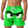 thumbnail image 3 of ibiyuan Funny Cartoon Face Print Mens Swim Trunks Elastic Waist Mens Bathing Suits Lightweight Drawstring Waist Beach Swimwear Running Board Shorts, 3 of 4