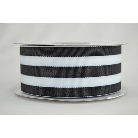 Stripe Ribbon Strap Ribbon Bazaar Grosgrain Value Stripes 5/8 inch Coal 20 yards 100% Polyester Ribbon ()