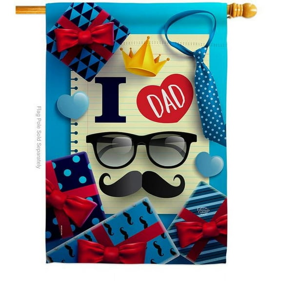 Ornament Collection H192190-BO I Love Dad Family Father Day 28 x 40 in. Double-Sided Decorative Vertical House Flags for Decoration Banner Garden Yard Gift