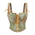 thumbnail image 1 of Grebrafan Vintage Brocade Bustier Corset with Strap Plus Size Green M, 1 of 5