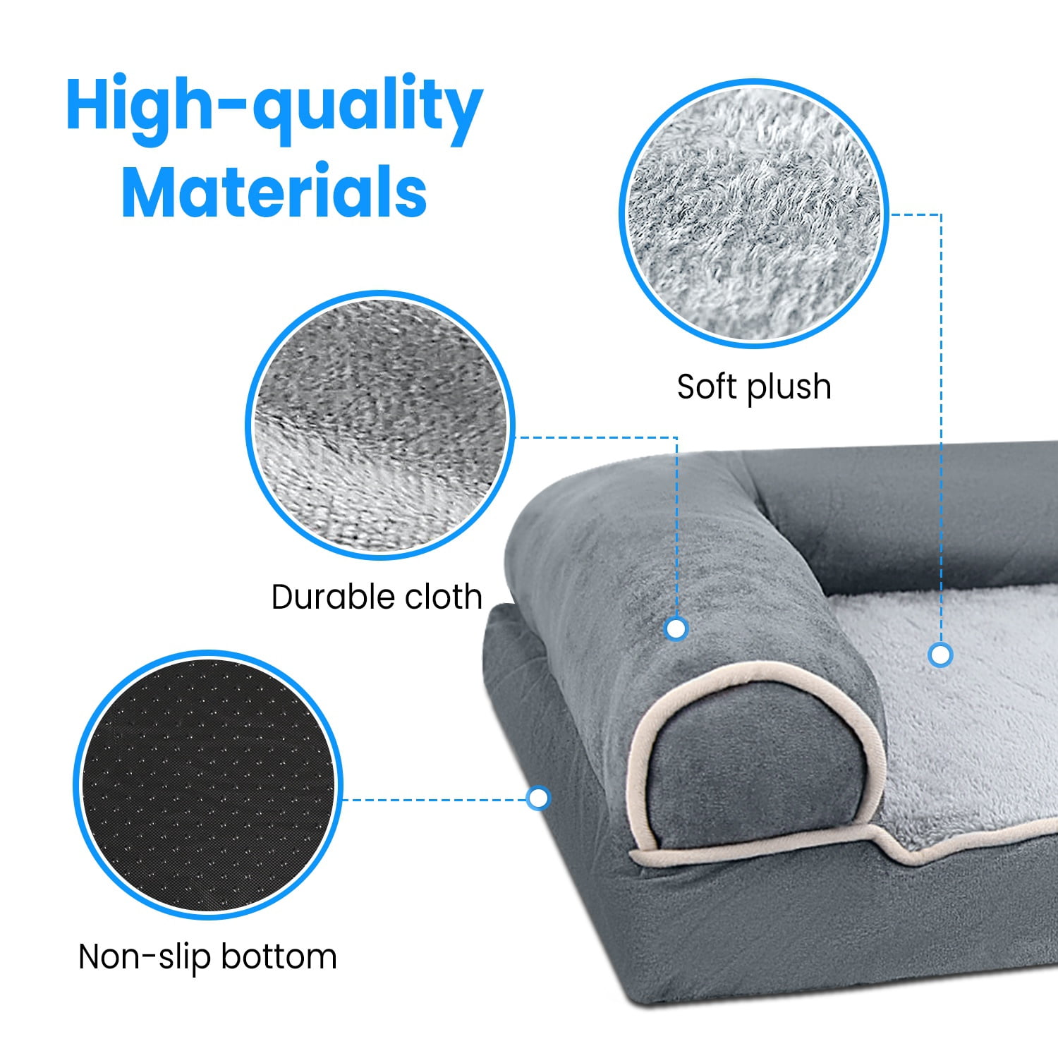 Imountek 30x17x5.5in Large Pet Dog Bed, Sofa Foam Couch Bed with Removable Cover, L