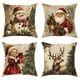 thumbnail image 2 of Funda de almohada con decoración navideña de estilo retro, diseño de cervatillo, muñeco de nieve, Papá Noel y niña pequeña, adecuada para fundas de cojín de sofá para el hogar, 2 of 5