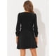 thumbnail image 4 of Vestido de pana Allegra K con cinturón y cuello cuadrado Negro S, 4 of 5