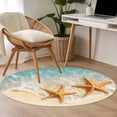 thumbnail image 5 of Area Rug 36in, Summer Beach Scene Starfish Ocean Floor Carpet Living Room Rug, Water Ripple Sea Waves Non-Slip Welcome Mat Indoor Rugs for Bedroom Dining Room, 5 of 9