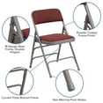 thumbnail image 5 of Flash Furniture 4 Pack HERCULES Series Curved Triple Braced & Double Hinged Burgundy Patterned Fabric Metal Folding Chair, 5 of 9