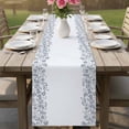thumbnail image 4 of Blue Flower Table Runner - 70 Inch Long Spring Modern Minimalist Country Floral Plant Cotton and Linen Blended Dress Scarves Farmhouse Table Runner for Kitchen Dining, Coffee Table, 13" x 70", 4 of 8
