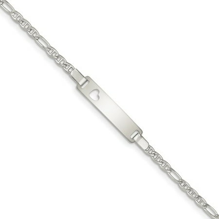 Sterling Silver Engravable Baby ID with Cut-out Heart Bracelet