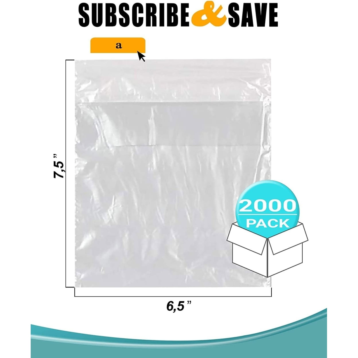 APQ Plastic Sandwich Bags with Flip Top and 2.5 Lip, 10 x 8.5, Pack of  2000 Clear Fold Top Sandwich Baggies, 0.6 mil Thick Polyethylene