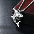 thumbnail image 2 of HOOUN Mens Silver Animal Shark Pendant Necklace Punk Jewelry Stainless Steel Chain 24", 2 of 5
