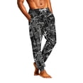 thumbnail image 3 of Men's Camouflage Print Jogger Pajama Pants, Drawstring Two Pocket Cuffed Lounge Sleep Trousers Nightwear Slacks, Black, S, 3 of 6