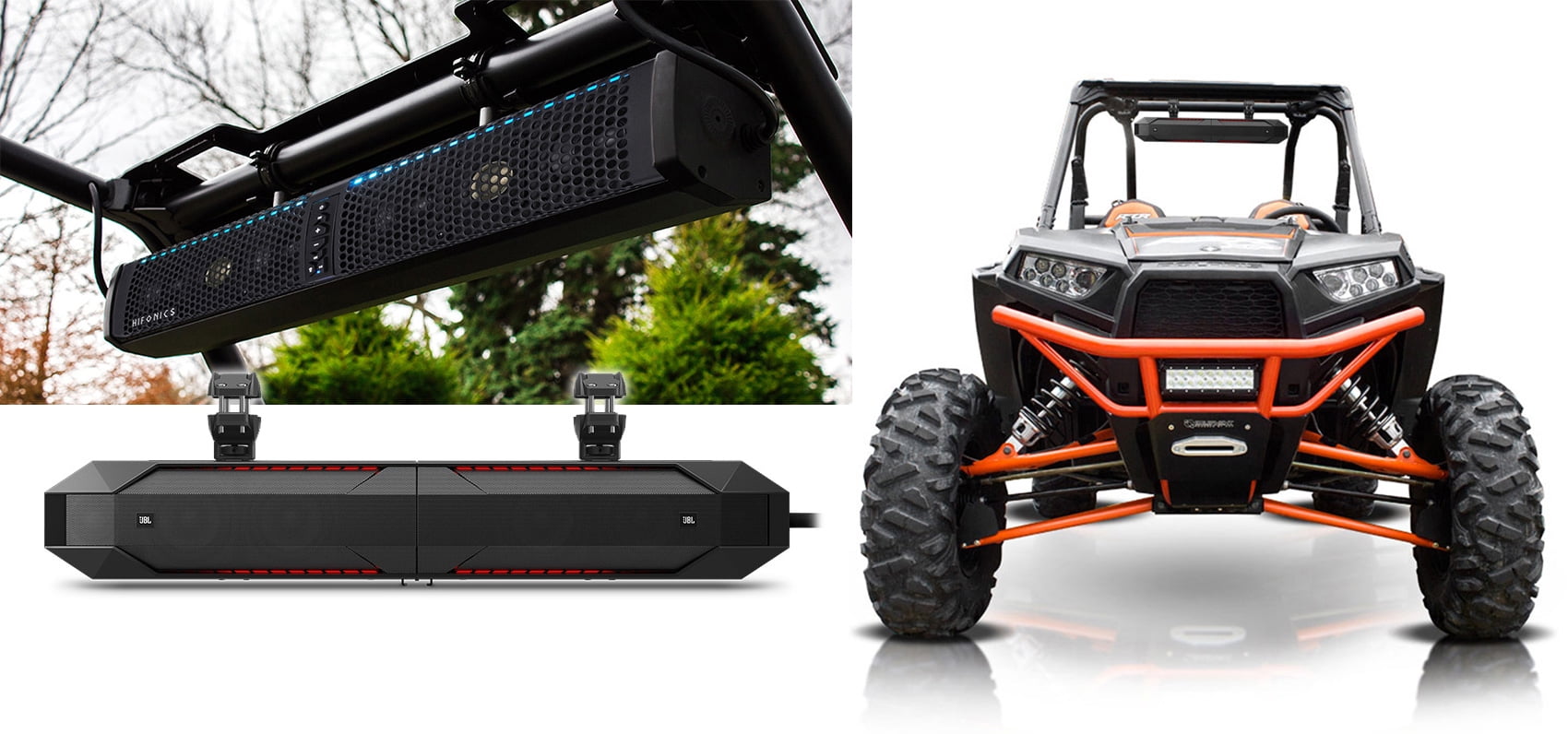 JBL Stadium UB4100+Hifonics Powered Bluetooth Sound Bars For Polaris