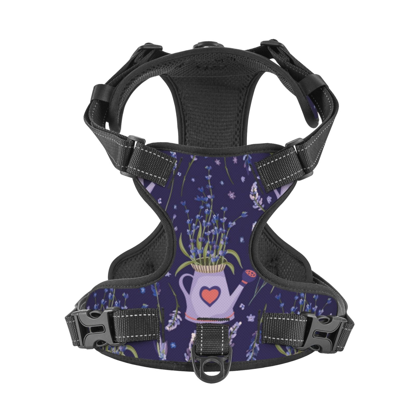 Kdxio Lavender Flowers Print No Pull Dog Harness Adjustable Reflective Oxford Easy Control Medium Large Dog Harness for Training and Everyday-Small