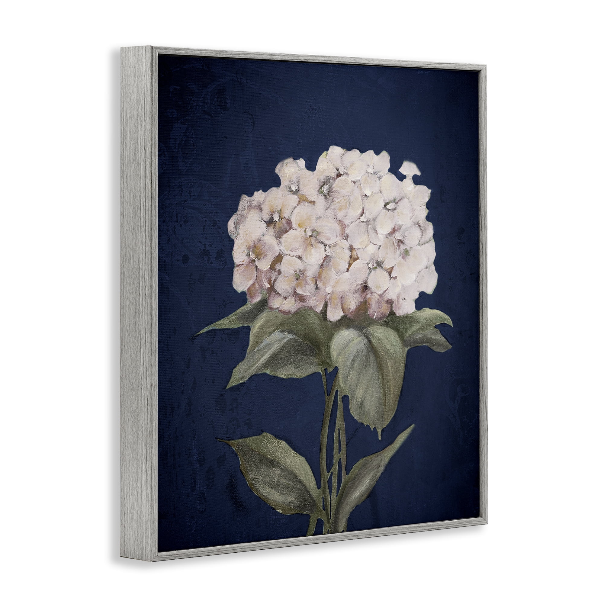 Stupell Industries Single Hydrangea Bloom Botanical & Floral Painting Gray Framed Art Print Wall Art, 24 x 30