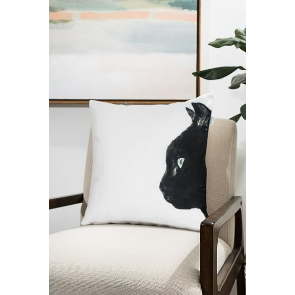 Ada Home Decor Decorative Square Throw Pillow, 18" x 18", Focused Cat Printed