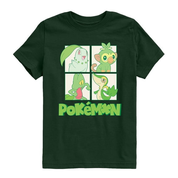 Pokémon - Green Grid - Youth Boys Short Sleeve Graphic T-Shirt