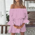 thumbnail image 5 of Fsqjgq Womens Summer Dresses Dresses for Women Party Dress Dresses for Women Wedding Guest Vintage Print Beach Vacation Dresses Off Shoulder Tunic Casual Loose Fit Bell Sleeve M M, 5 of 5