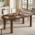thumbnail image 5 of Tribesigns 63" Oval Dining Table for 6, Walnut Wooden Kitchen Table with Arc-Shaped Edge Top for Dinner Room, Living Room, Easy Assembly (Only Table), 5 of 18