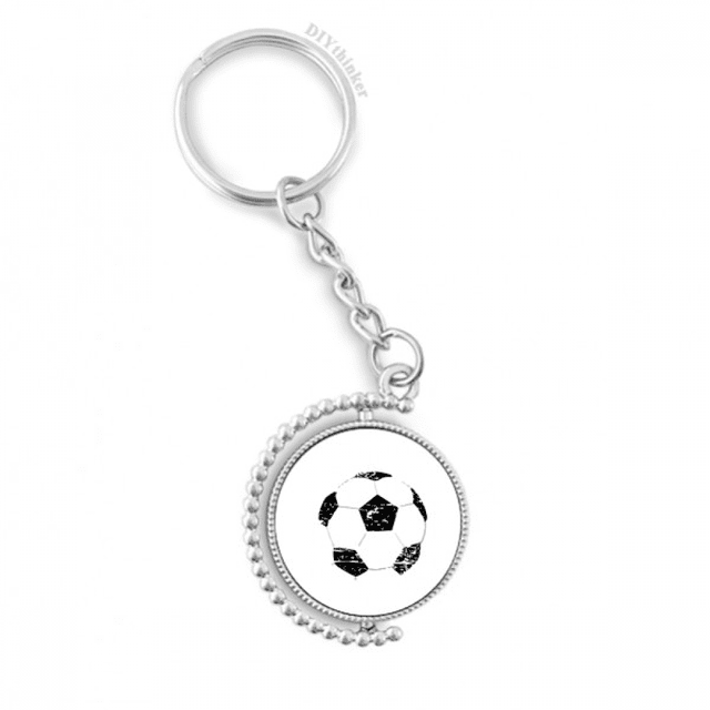 simple black football pattern soccer rotatable keyholder disc accessories chain clip