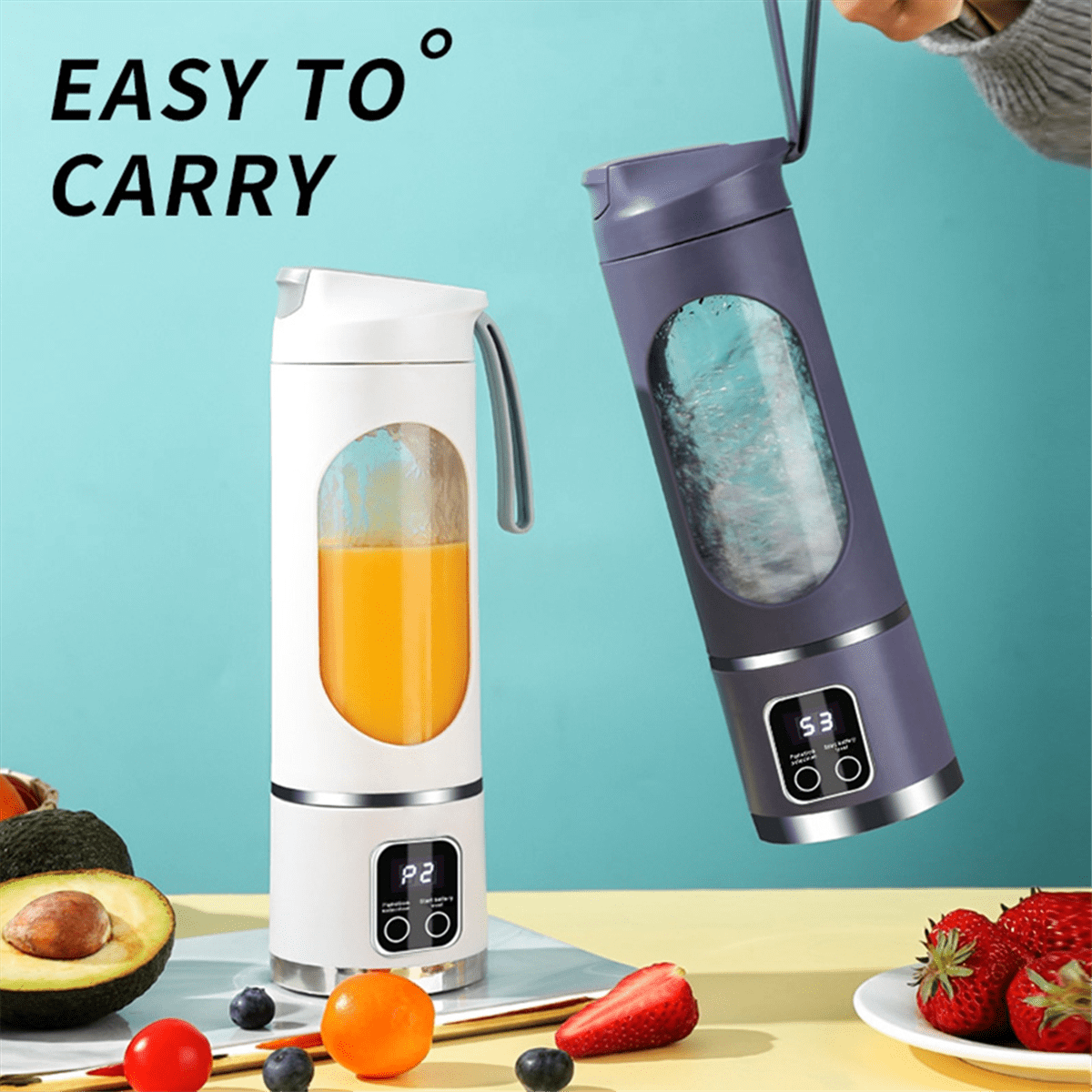 Portable Blender Electric Juicers Fruit Mixers USB Rechargeable Smoothie Mini Blender Personal Juicer 12 Cutter 3Gears A
