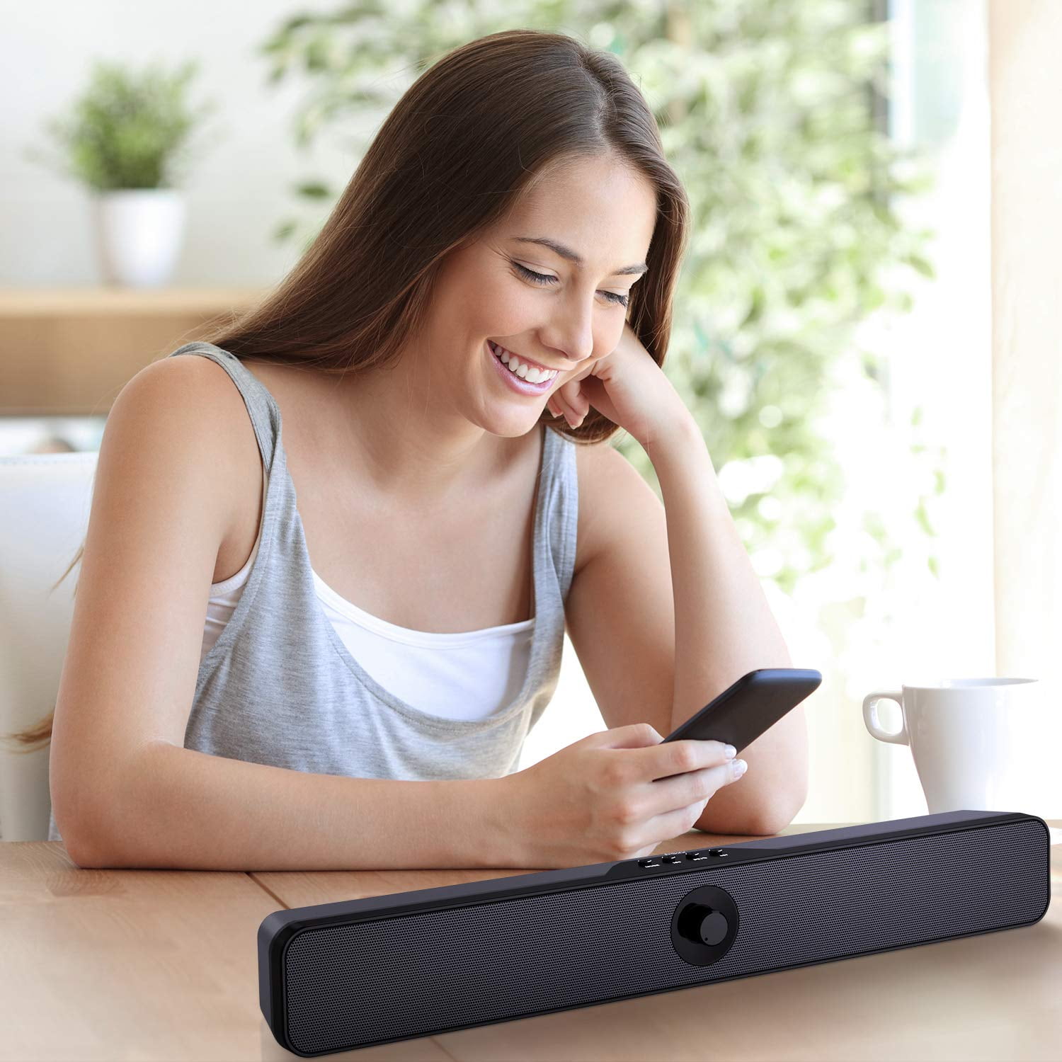 DOSS Computer Speaker, Sound Bar for TV with HD Stereo Sound and Subwoofer, Aux-in, USB disk, and TF card Input, Wireless Bluetooth 5.0 Speakers for Desktop, Laptop, Phone, Gaming