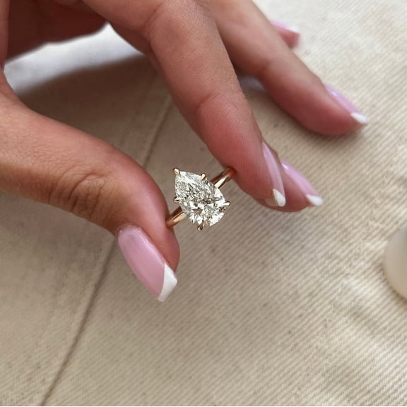 Solitaire Brilliance 3CT Pear Cut Moissanite Solitaire Ring for Women 10k Yellow Gold Ring Size 4