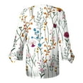 thumbnail image 4 of Dyegold Blouses For Women Dressy Casual 3/4 Flare Sleeve Lace Trim V Neck Floral Print Vintage Tunic Tops Loose Fit Shirts, 4 of 5