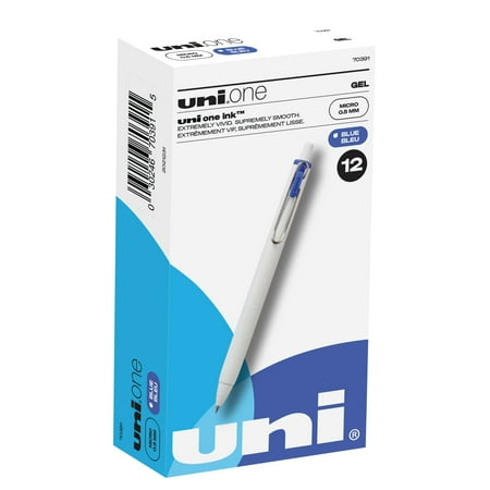 UPC: 0030246703915 | Uni-Ball® One Retractable Gel Pens  Micro Point  0.5 mm  White Barrel  Blue Ink  Pack Of 12 Pens