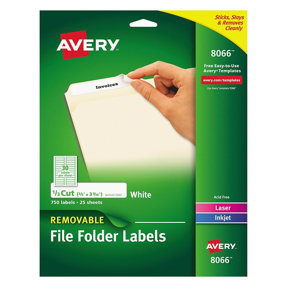 Removable White File Folder Labels, 750 Pack (8066), Labels adhere to any smooth surface ...