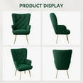 thumbnail image 5 of Daluvenix Adjustable Legs Accent Chair, Velvet/Leather Upholstery, High Wide Armrest & Thick Pad, 300LBS Weight Capacity Single Sofa, Green, 5 of 6