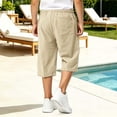 thumbnail image 6 of YMNXA Kids Boys Girls Capri Pants Drawstring Elastic Waist Solid Color Lightweight Loose Fit Stretchy Trousers For Casual Daily Wear,Beige,7-8 Years, 6 of 9