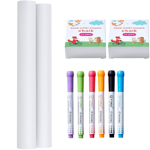 KFFKFF Easel Companion Kit, 32 Piece Children's Art Creation Set with Chalks, Markers & Paper Rolls, Essential Tools for Kids' Art Easels, Creative Play Items for Young Artists