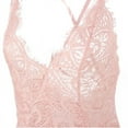 thumbnail image 4 of Women One Piece Lingerie Deep V Teddy Sexy Lace Bodysuit Open Back S-XXL (Pink L), 4 of 9