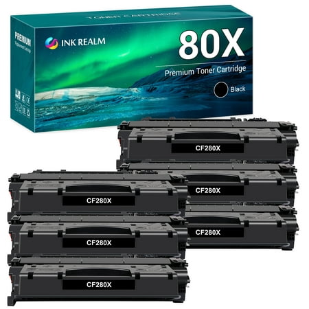 80X 80A Toner Cartridges Black Compatible for HP 80X CF280X 80A CF280A CF280 280 for HP LaserJet Pro 400 M401a M401d M401n M401dn M401 M401dw MFP M425dn M425 Printer Ink （6-Pack）