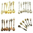 thumbnail image 4 of Toystoory De cucharas Retro para té y café, tenedor para comida, cuchara para mezclar, vajilla Vintage ecológica tallada en bronce Mostrada cobre rojo Toystoory JJ6505-03, 4 of 6
